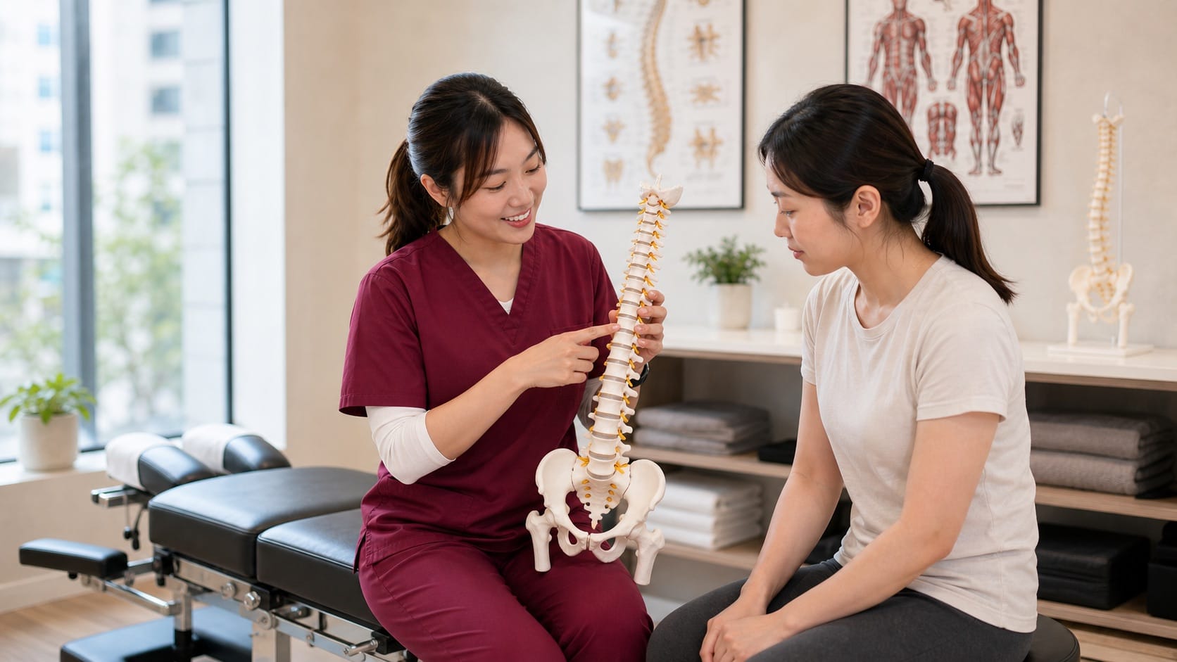 Chiropractor, Physiotherapist or Doctor: Who Should You See for Back or Neck Pain? 2 One Spine clinician discussing assessment options for back and neck symptoms