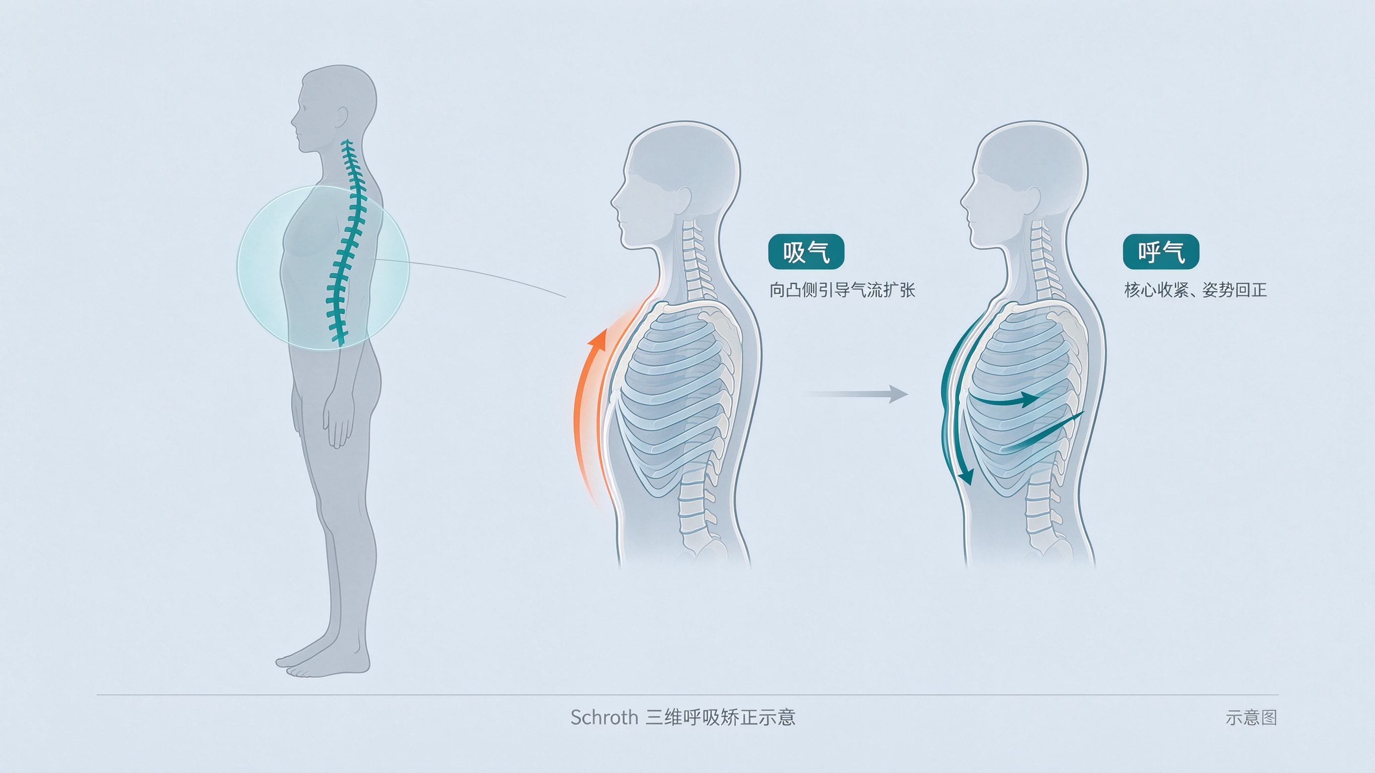Schroth Method for Scoliosis in KL & PJ 1 Schroth 三维呼吸矫正原理示意图 | One Spine TTDI